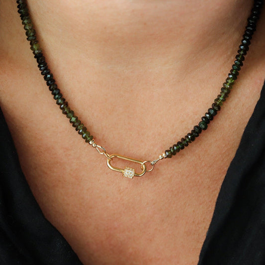 AAAA+ Green Tourmaline Necklace | Green Tourmaline Beaded Necklace | Green Tourmaline necklace for women | Green Tourmaline AAAA+