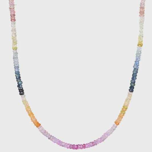 UNIQUE soft multi Sapphire Necklace | [ENSP1062] AAA+ sapphire necklace | Multi color pink sapphire beaded necklace | faceted sapphire