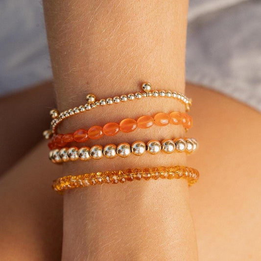 Carnelian oval carabiner bracelet
