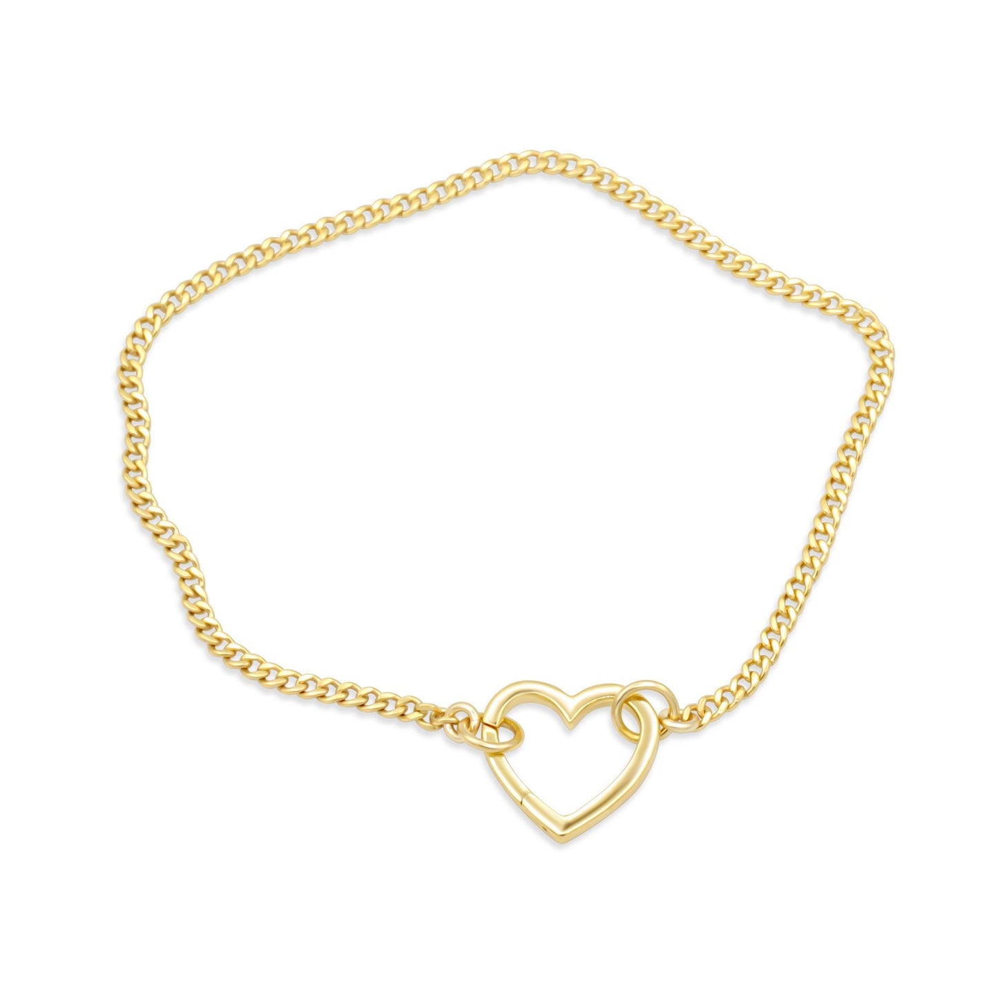 Curb carabiner bracelet | 14K gold filled dainty bracelet | [EBGM1460] everyday gold bracelet | white topaz clasp Bracelet, curb chain