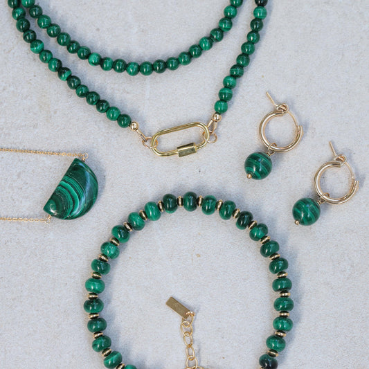 Malachite Bracelet | Mini Faceted Malachite Bracelet | Malachite smooth | Malachite stacking bracelet | malachite