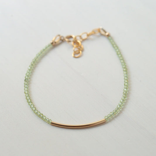 Peridot bar bracelet