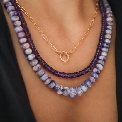 last one! Natural Amethyst Beaded Necklace, Smooth amethyst | [ENAP1146] Amethyst Necklace | Amethyst beaded jewelry | February birthstone