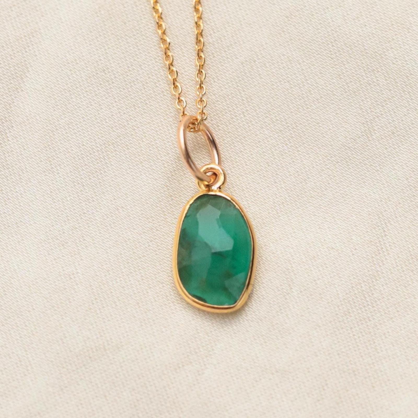 Zambian Emerald Necklace – 14K