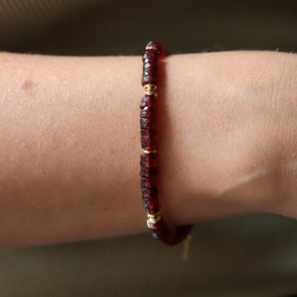 Garnet Bracelet, Delicate Garnet Skinny Stacking Bracelet, Garn | dainty garnet bracelet *BF