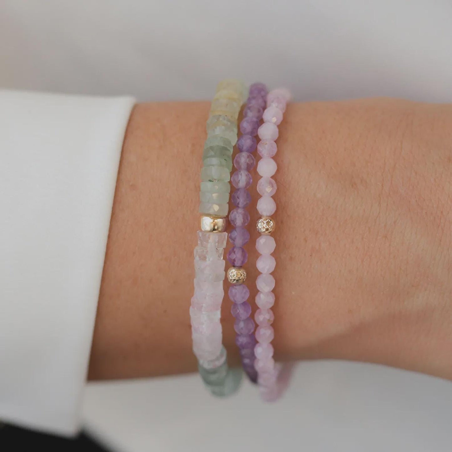 14K GOLD lavender amethyst Bracelet | dainty amethyst beaded bracelet | [EBLM1098] amethyst stretch | February birthstone | amethyst