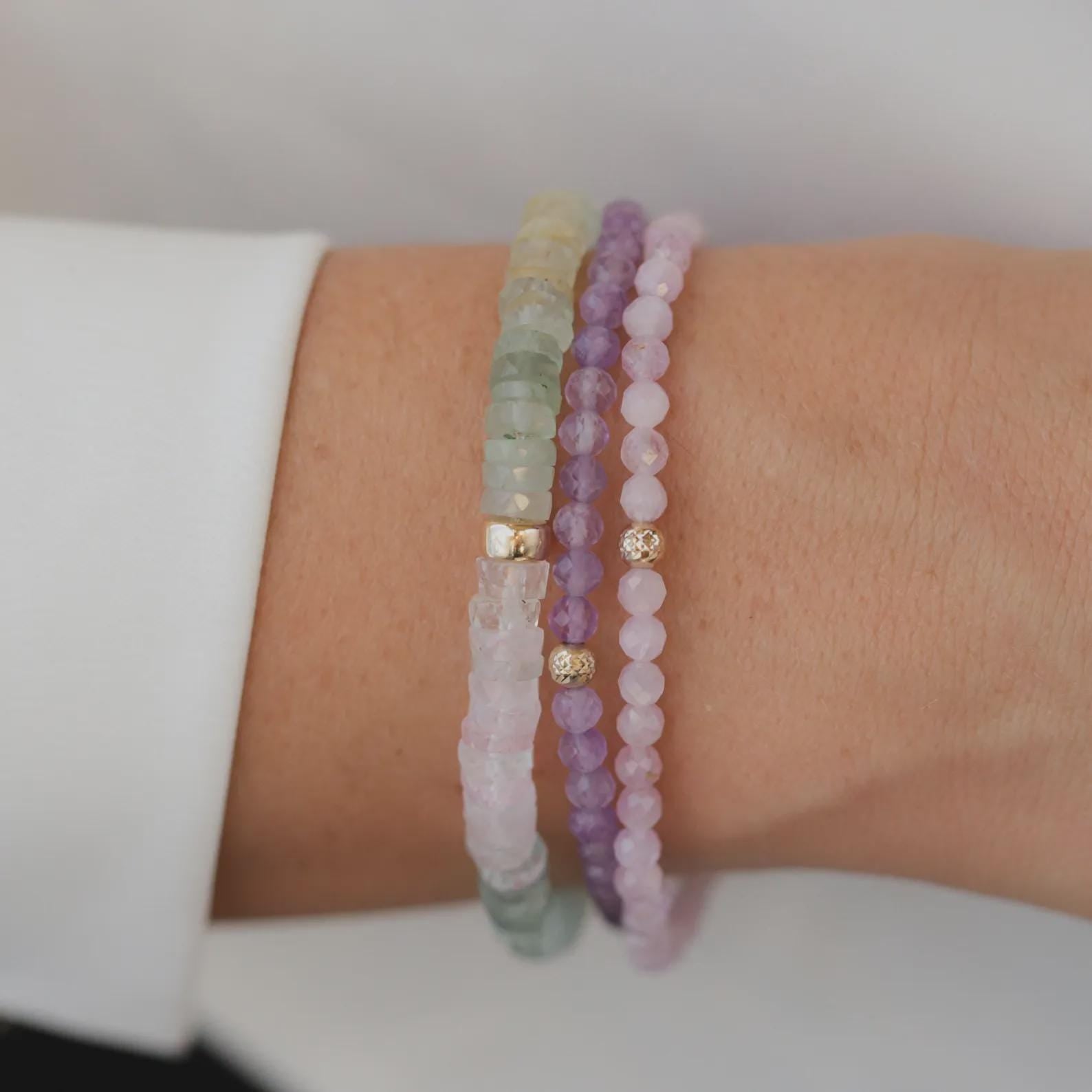 14K GOLD lavender amethyst Bracelet | dainty amethyst beaded bracelet | [EBLM1098] amethyst stretch | February birthstone | amethyst