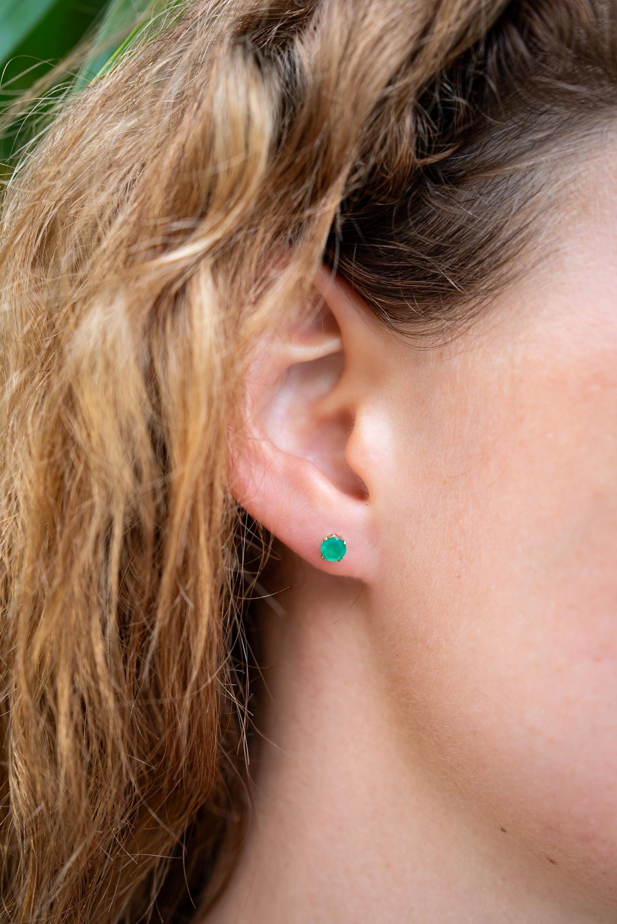 Green onyx stud earrings