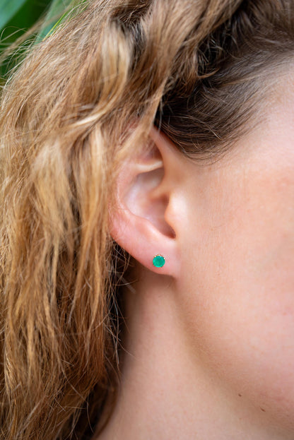 Green onyx stud earrings