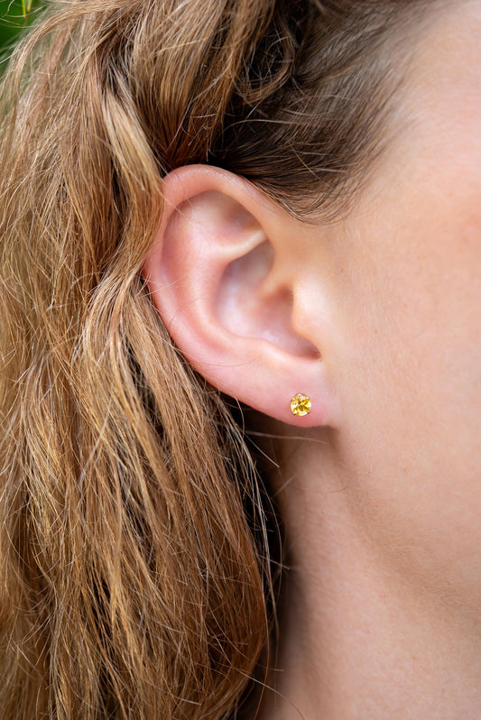 Citrine stud earrings - 14K