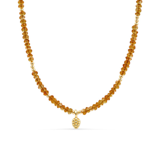 Citrine necklace | 100% genuine natural citrine beaded necklace [ENCP4563_C]| dainty beaded natural citrine necklace W