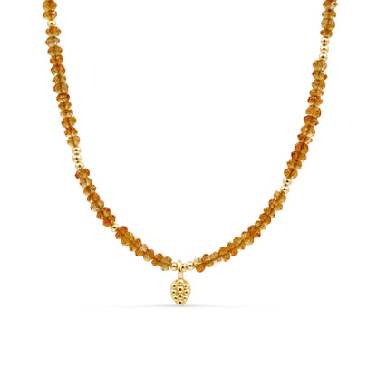 Citrine leaf necklace