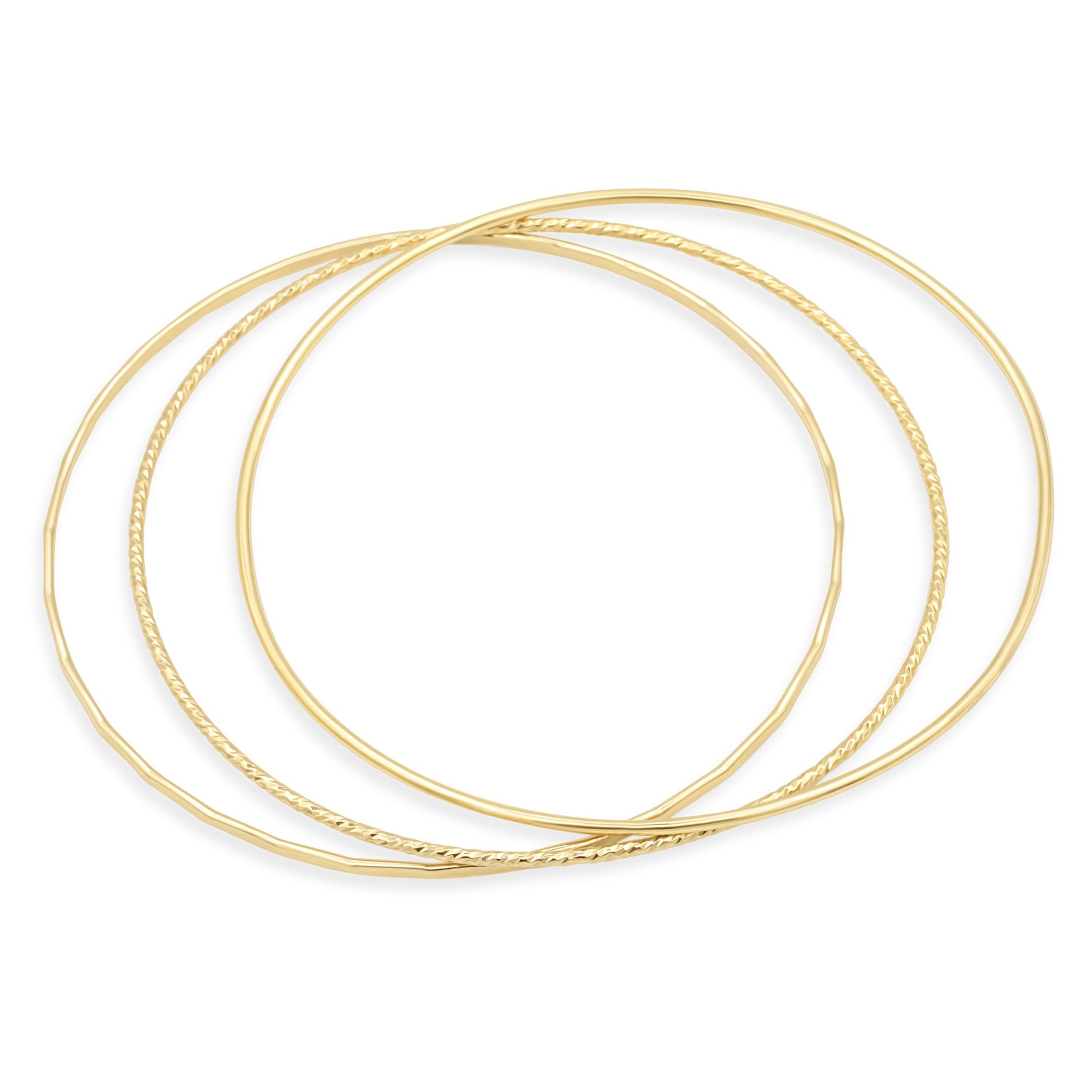 Gold Filled Bangles – Smooth, Hammered & Sparkly Set