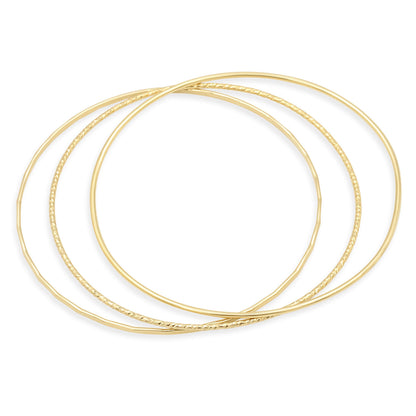 Gold Filled Bangles – Smooth, Hammered & Sparkly Set