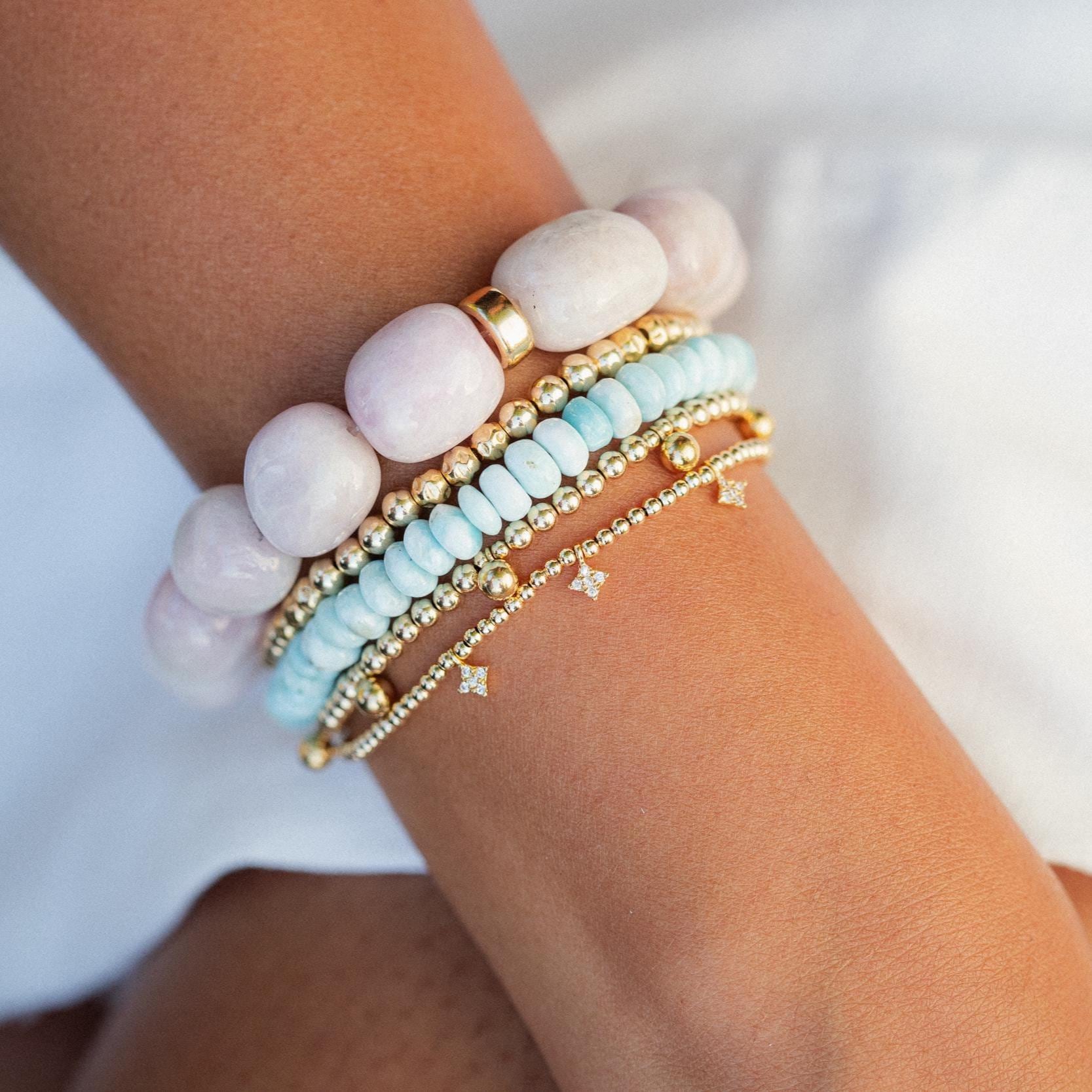 Larimar Rondel Bracelet - 14K Gold Filled