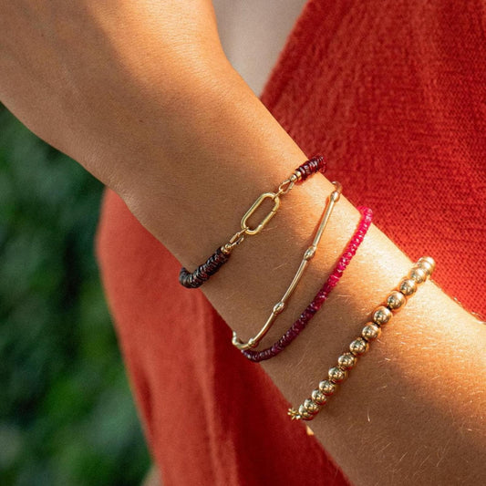 White topaz Garnet Bracelet