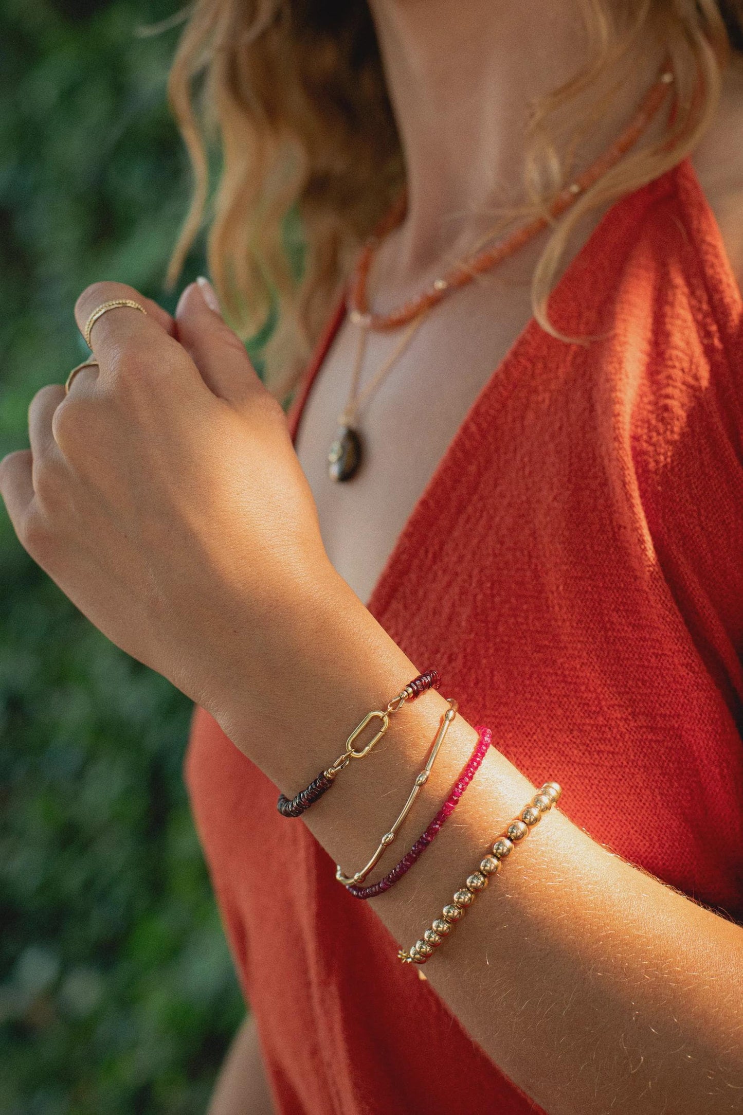 White topaz Garnet Bracelet