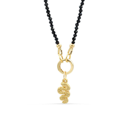 Snake Black Spinel Necklace | Beaded black spinel choker | [ENBP1351] Dainty black beaded gemstone necklace | Evil eye necklace necklace