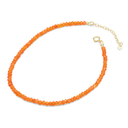 Carnelian Anklet – Natural Orange Gemstone, 14K Gold Filled, Handmade Anklet