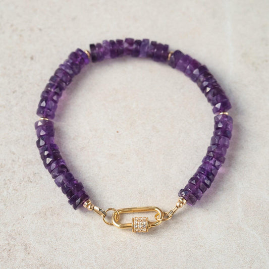 Amethyst heishi bracelet | 6mm Amethyst bracelet [EBAM1568] | Purple amethyst beaded bracelet | amethyst beaded bracelet | amethyst