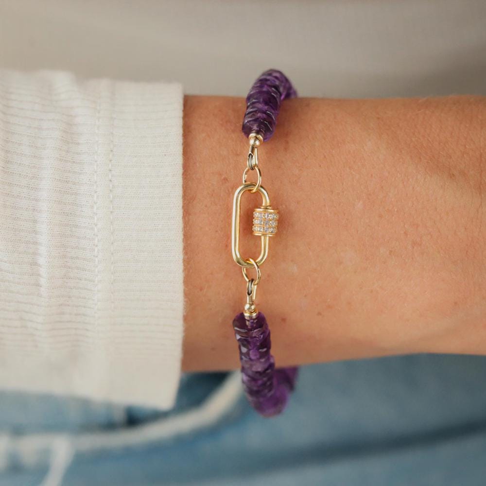 Amethyst heishi bracelet | 6mm Amethyst bracelet [EBAM1568] | Purple amethyst beaded bracelet | amethyst beaded bracelet | amethyst