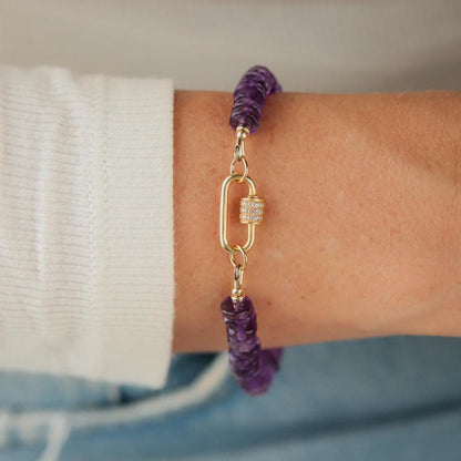 Amethyst heishi bracelet | 6mm Amethyst bracelet [EBAM1568] | Purple amethyst beaded bracelet | amethyst beaded bracelet | amethyst