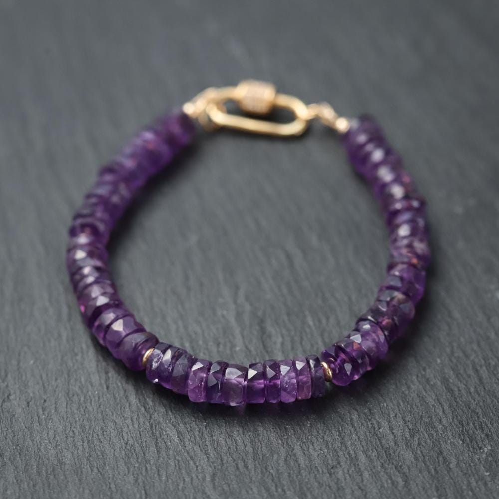 Amethyst heishi bracelet | 6mm Amethyst bracelet [EBAM1568] | Purple amethyst beaded bracelet | amethyst beaded bracelet | amethyst