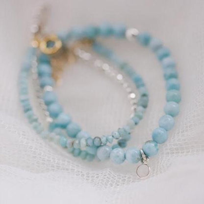 Larimar Bracelet | Dainty Larimar Beaded Bracelet [EBLP1344] | Gift for her | Dominican Larimar Jewelry | Beaded Larimar Bracelet | Larimar