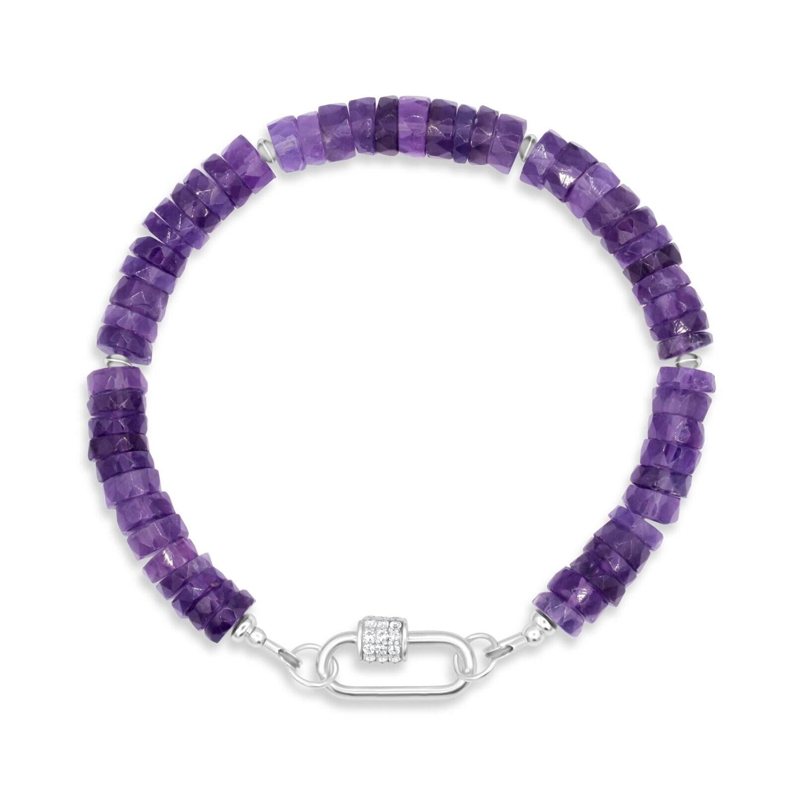 Amethyst heishi bracelet | 6mm Amethyst bracelet [EBAM1568] | Purple amethyst beaded bracelet | amethyst beaded bracelet | amethyst