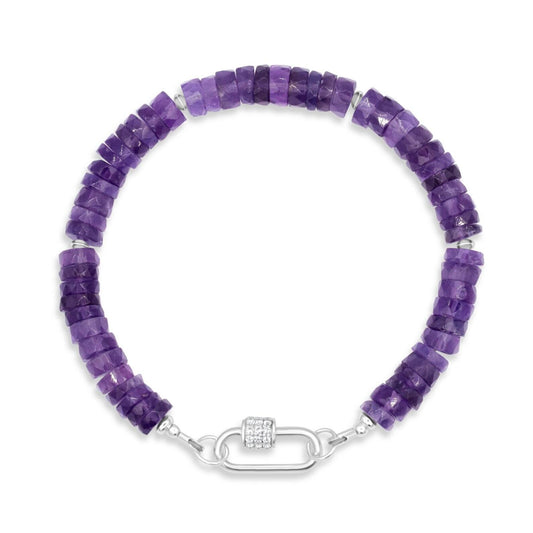 Amethyst heishi bracelet | 6mm Amethyst bracelet [EBAM1568] | Purple amethyst beaded bracelet | amethyst beaded bracelet | amethyst