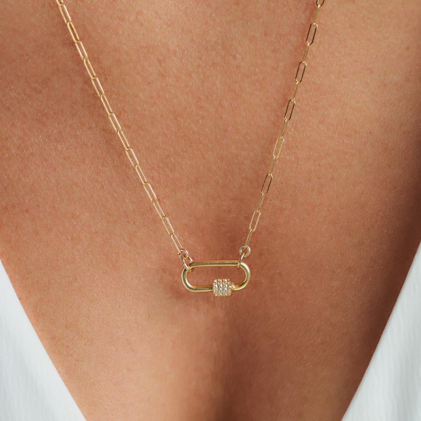 14k Gold Filled Paperclip Chain Necklace, gold filled carabiner necklace [ENGP1300] everyday gold necklace, paperclip chain jewelry *BSS