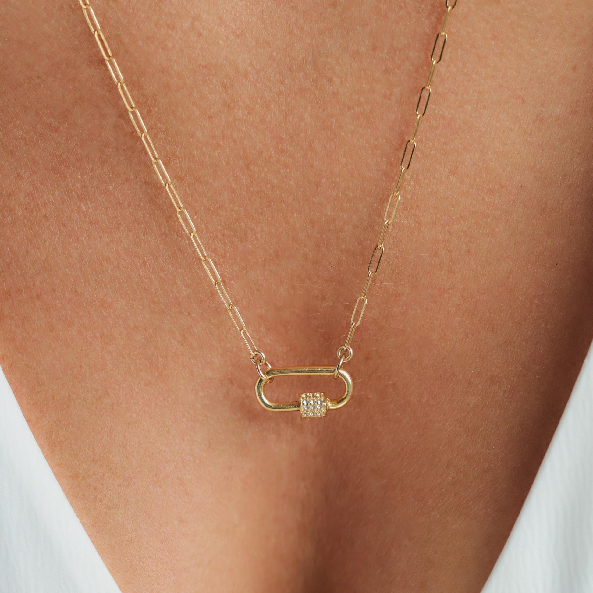 14k Gold Filled Paperclip Chain Necklace, gold filled carabiner necklace [ENGP1300] everyday gold necklace, paperclip chain jewelry *BSS