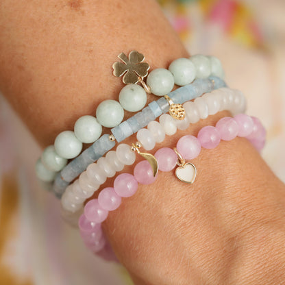 14K Kunzite mother of pearl bracelet | natural genuine kunzite | gold kunzite bracelet | women's gemstone bracelet love | genuine kunzite