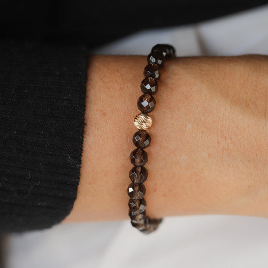 Smoky quartz 8mm Hamsa