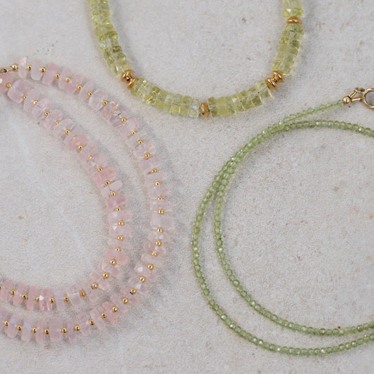 Rose quartz Necklace | Rose quartz necklace [ENRM1459_Sdip] | Rose quartz Faceted Rondelle Beads Necklace | June birthstone #0339