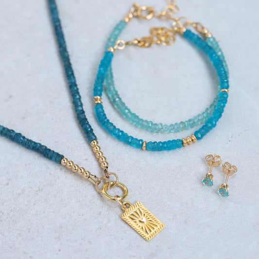 electric blue Zambia Apatite bracelet