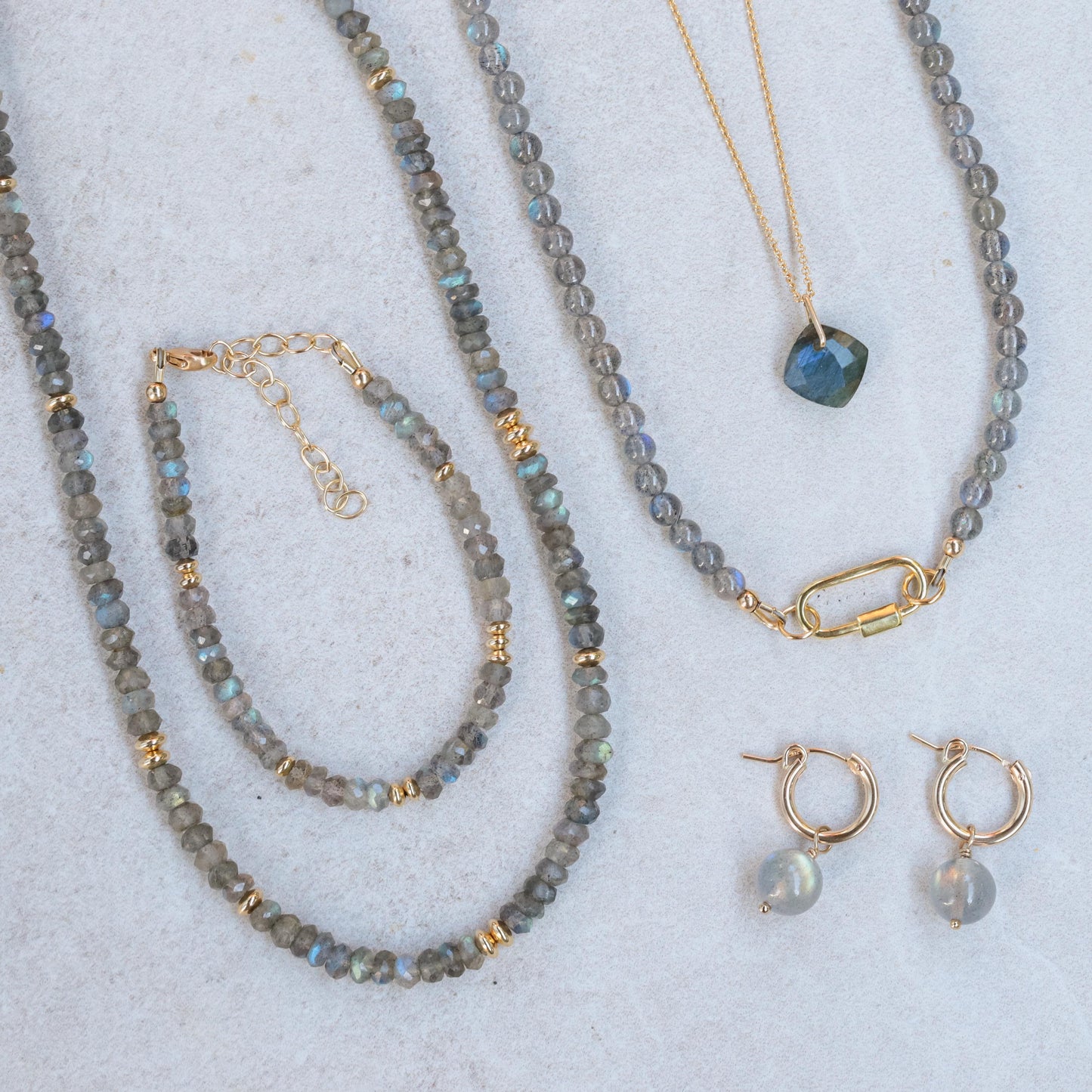Labradorite Ball Hoops – 14K Gold Filled Earrings