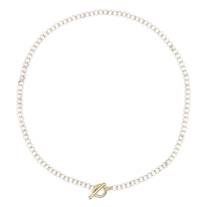 Howlite Necklace 4mm, White Gemstone Necklace, Calming Crystal Jewelry, 14K Gold Filled Toggle Necklace, Minimal Layering Necklace