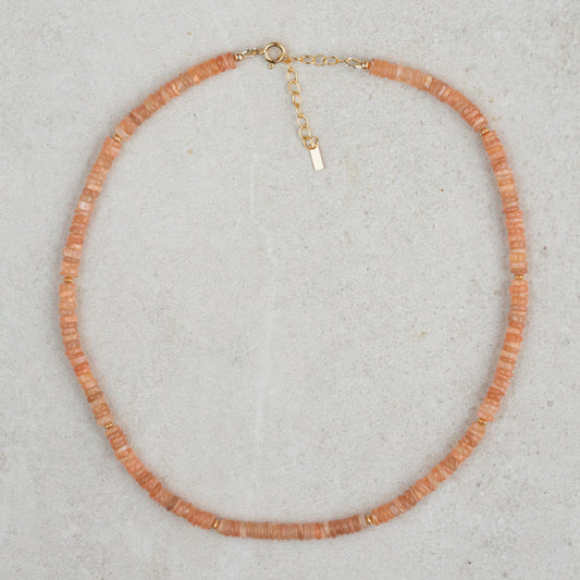 Peachy Glow Moonstone necklace | Peach Moonstone Necklace, [dip] dainty peach moonstone , June Birthstone Jewelry