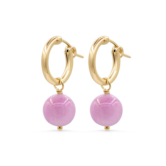 Kunzite Drop Earrings – 14K Gold Filled Hoops, Pink Gemstone Earrings, Dainty Everyday Jewelry, Gift for Her