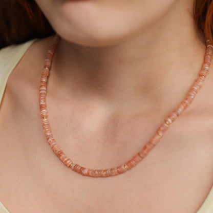 Peachy Glow Moonstone necklace | Peach Moonstone Necklace, [dip] dainty peach moonstone , June Birthstone Jewelry