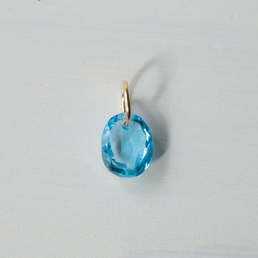 14K gold Swiss blue topaz pendant Necklace, Sky blue topaz necklace, Sky blue topaz quartz jewelry, 14K gold Sky blue topaz, Sky blue topaz