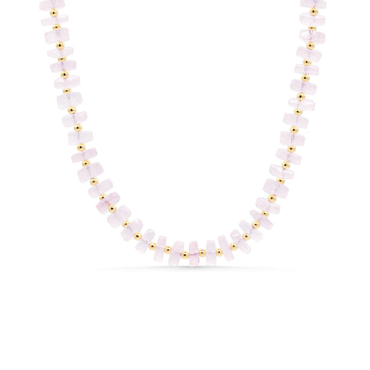 Rose quartz Necklace | Rose quartz necklace [ENRM1459_Sdip] | Rose quartz Faceted Rondelle Beads Necklace | June birthstone #0339