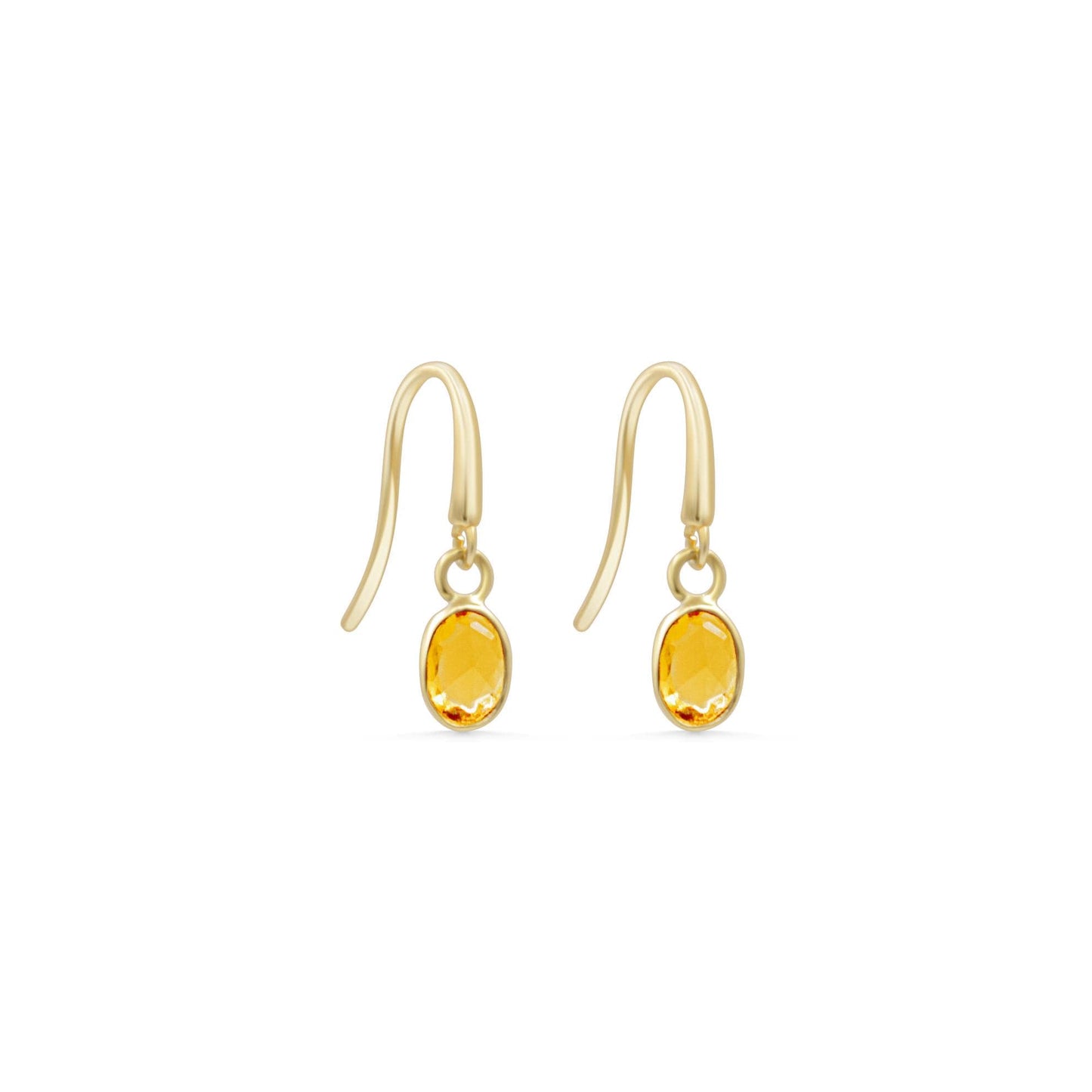 14K Yellow Sapphire Drop Earrings – Solid 14K Gold, Tiny Sapphire Dangle, September Birthstone, Minimal Gold Earrings, Dainty Gemstone