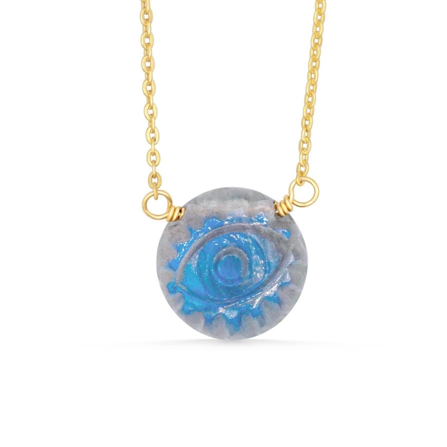 Evil eye labradorite pendant Necklace