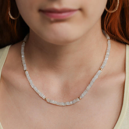Moonstone necklace, White Moonstone Necklace, [DIP] dreamy 14K gold filled moonstone necklace, beaded moonstone necklace, moonstone