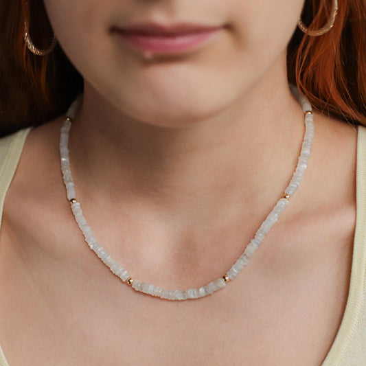 Moonstone necklace, White Moonstone Necklace, [DIP] dreamy 14K gold filled moonstone necklace, beaded moonstone necklace, moonstone