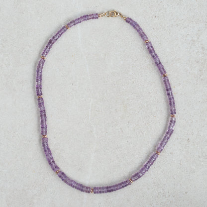 Pink Amethyst Beaded Necklace, pink Amethyst | [DIP] pink Amethyst Necklace | Amethyst Necklace | February birthstone |