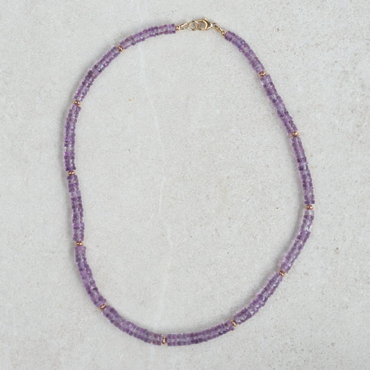Pink Amethyst Beaded Necklace, pink Amethyst | [DIP] pink Amethyst Necklace | Amethyst Necklace | February birthstone |