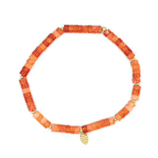Carnelian heishi leaf bracelet